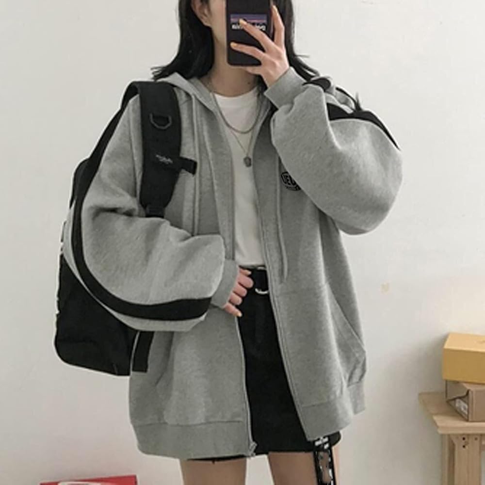 ジャケット・アウター 2000s Archive , biggest hoodie OANTGM Zip Up Hoodie Grunge Jackets Streetwear Y2k Unisex